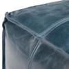 Misc Contemporary Square Pouf in Teal Leather Blue Transitional Solid Handmade view 4