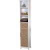 Bathroom Free Standing Cabinet Linen Tower Oak Brown Modern Contemporary MDF Finish Includes Hardware view 1