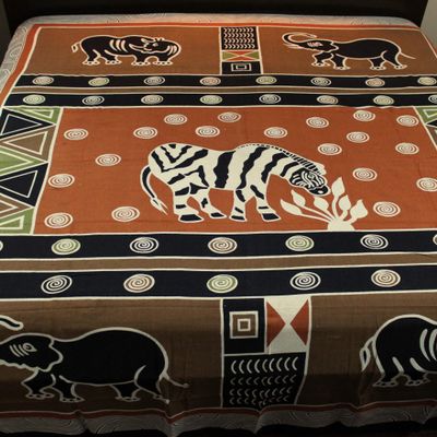 African Animal Print Tapestry Tablecloth Rectangle 88x106 Hippie Bohemian Indian Tapestry Wall Hanging Cotton Animal Print Bed Sheets Full Lightweight Bedspread Gold Rust
