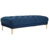 Misc Navy/Brass Tufted Rectangular Bench - 54" X 27" 16" Blue Solid Glam Modern Contemporary Velvet Finish view 4