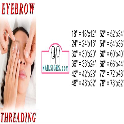 Eyebrows XVI Threading Services Salon Sign Advertising Marketing Dcor Vertical (Photo-Realistic Paper Poster Matte Non-Laminated [Indoors], 24H x 16W)