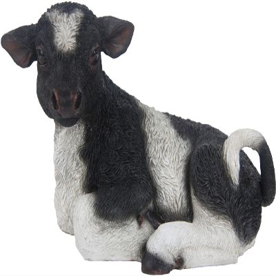 True To Nature 23.3 x 10.5 x 12.8 cm Resin Cow Black and White Lying, Multi, One Size