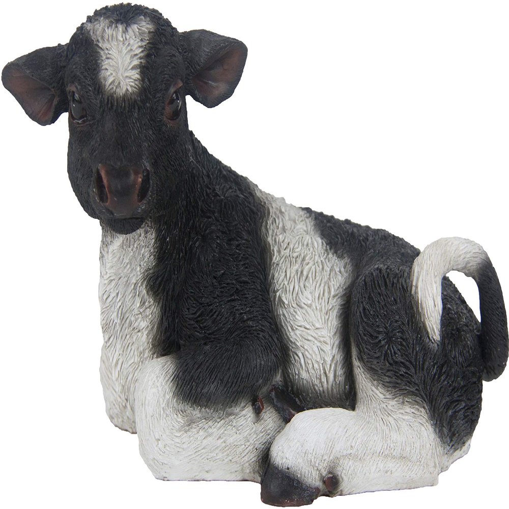True To Nature 23.3 x 10.5 x 12.8 cm Resin Cow Black and White Lying, Multi, One Size