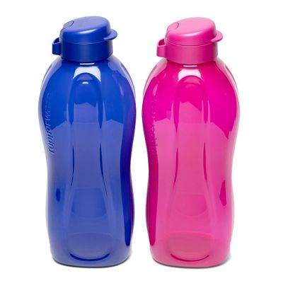 Tupperware 2 x Aquasafe 2 Litre Plastic Bottles with Flip Top