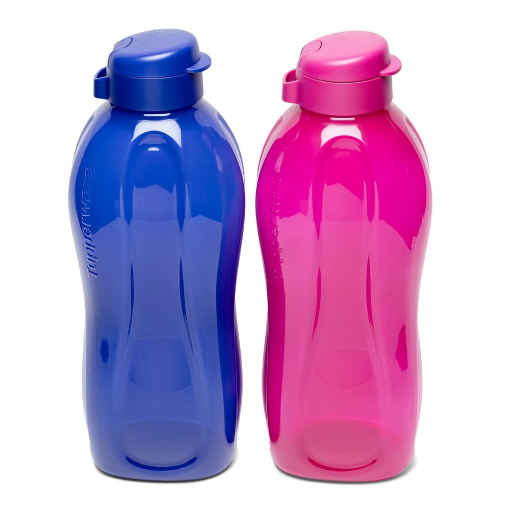 Tupperware 2 x Aquasafe 2 Litre Plastic Bottles with Flip Top