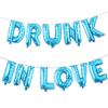 16 inch DRUNK IN LOVE Balloons Banner Foil Letters Mylar Balloons for Bachelorette Parties, Weddings, Bridal Shower (Blue Star) view 1