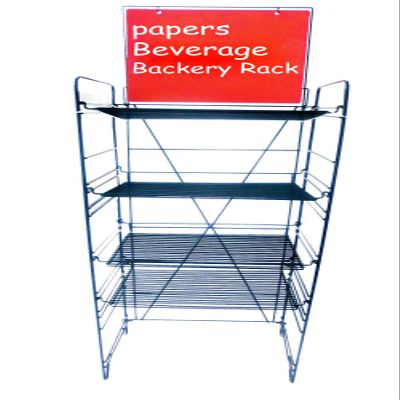 FixtureDisplays 18" Wide Beverage Rack Wire Shelf 4 Level Magazine Newspaper Publication Stand Soda Packaged Goods Bakery 11490-NPF