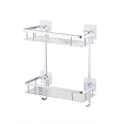 Bathroom Shelves WFF Bathroom Shelf, Non-Perforated Rectangular Floating Shelf, for Kitchen Shelf Storage, Bookshelf, Balcony (Size : 2 Layer)