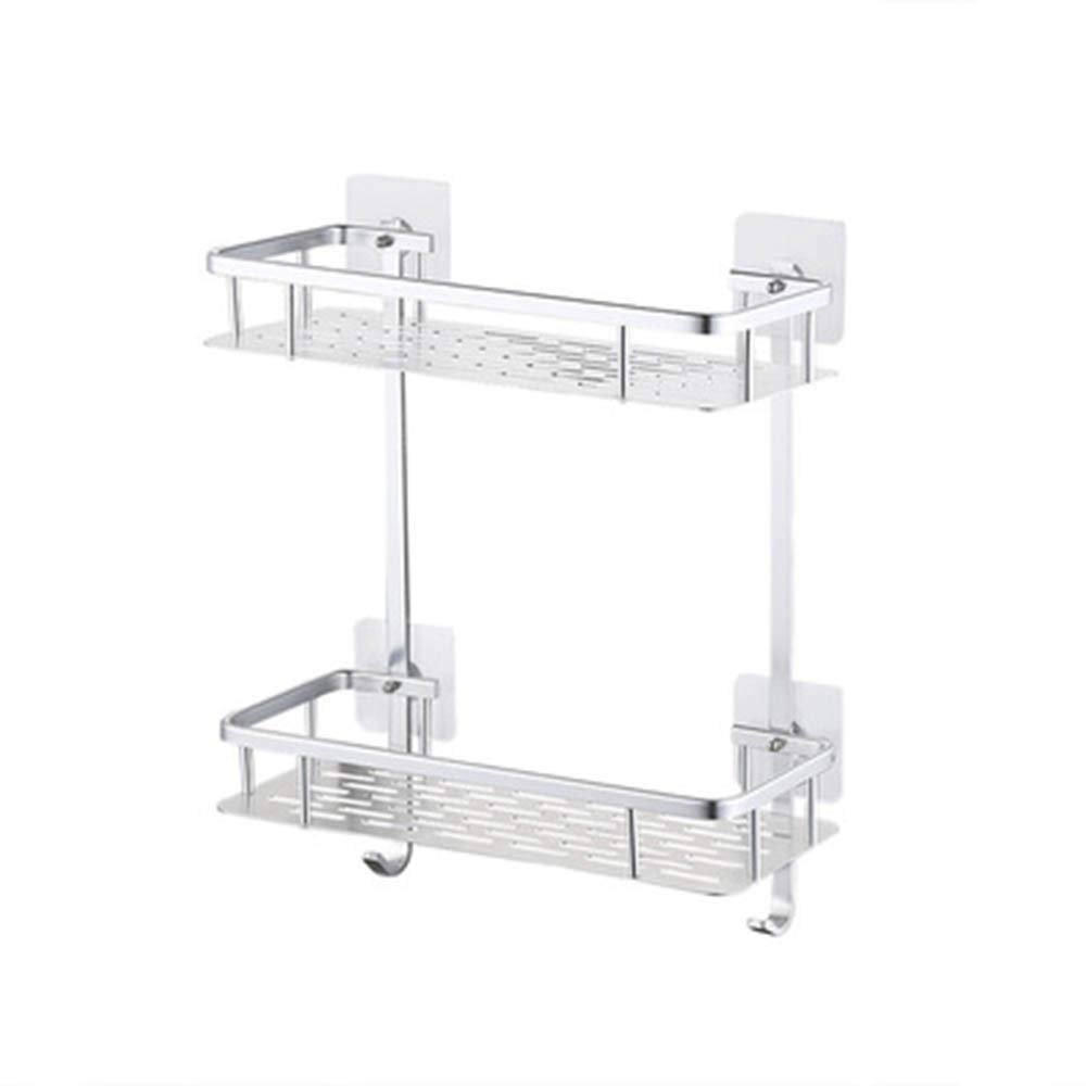Bathroom Shelves WFF Bathroom Shelf, Non-Perforated Rectangular Floating Shelf, for Kitchen Shelf Storage, Bookshelf, Balcony (Size : 2 Layer)