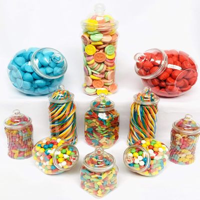 11 Retro Mixed Plastic Sweet Jars for Pick & Mix, Victorian Sweet Shop, Candy Buffet Kit, Party Pack