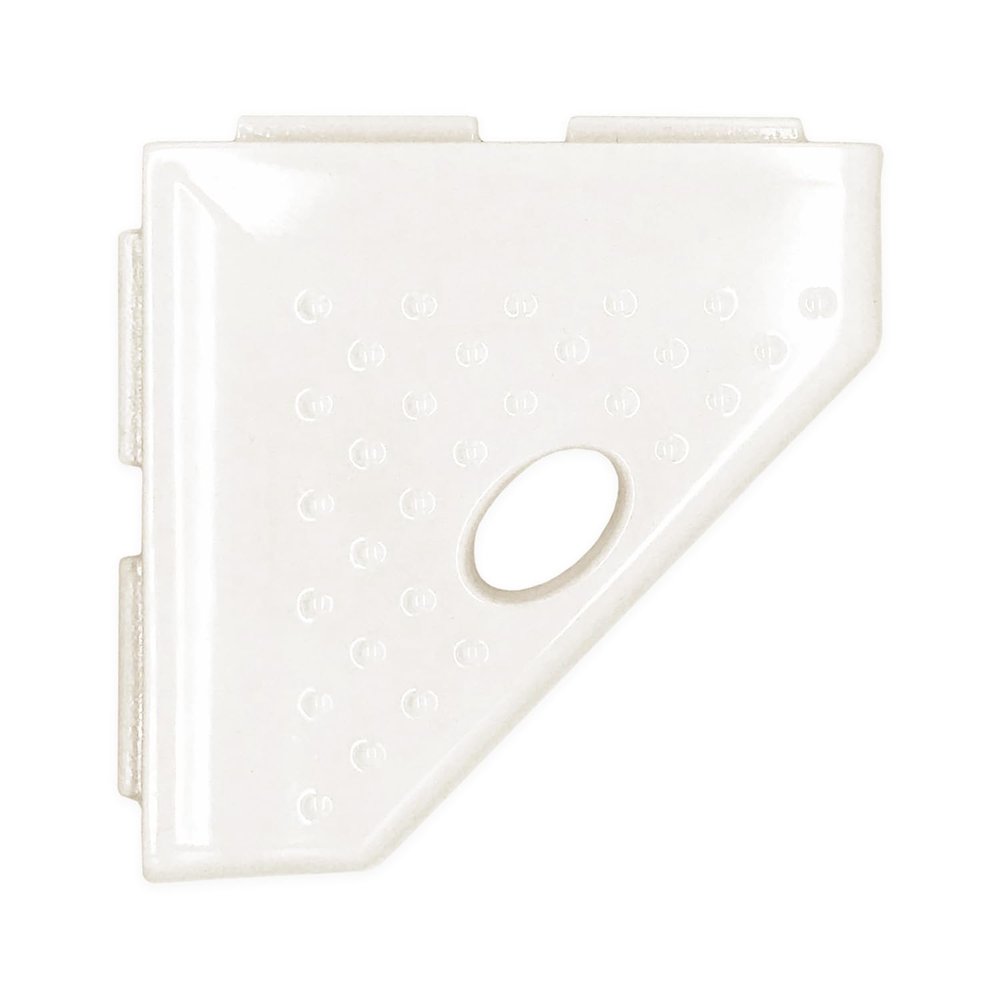 Questech 5" Corner Shower Footrest, Lugged for New Construction, Shaving Shelf for Inside Shower, Bathroom Storage Corner Caddy, Geo Lugged, White Polished