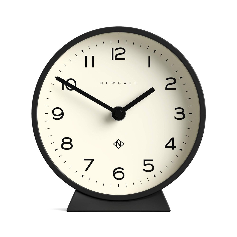 NEWGATE M Mantel Echo Desk Clock | Modern Round Design | Black | Easy to Read Numbers | Contemporary Style for Desk, Table, Shelf or Bedside