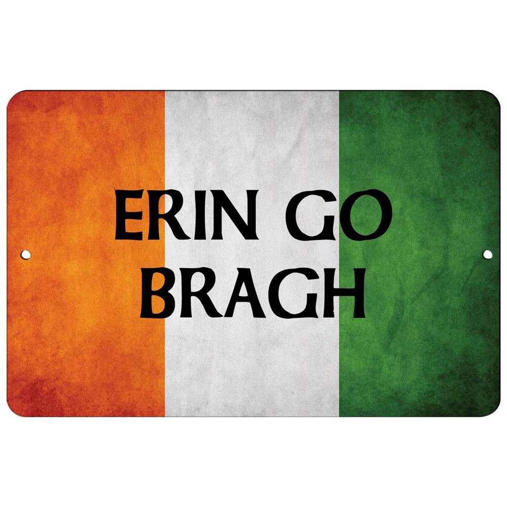 Makoroni - Erin GO Bragh Irish Ireland Flag 8x12 inc Aluminum Decorative Wall Street Sign