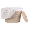 Cambria rattan laundry hamper with liner white wash view 3
