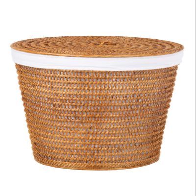 Cambria rattan laundry hamper with liner honey-brown