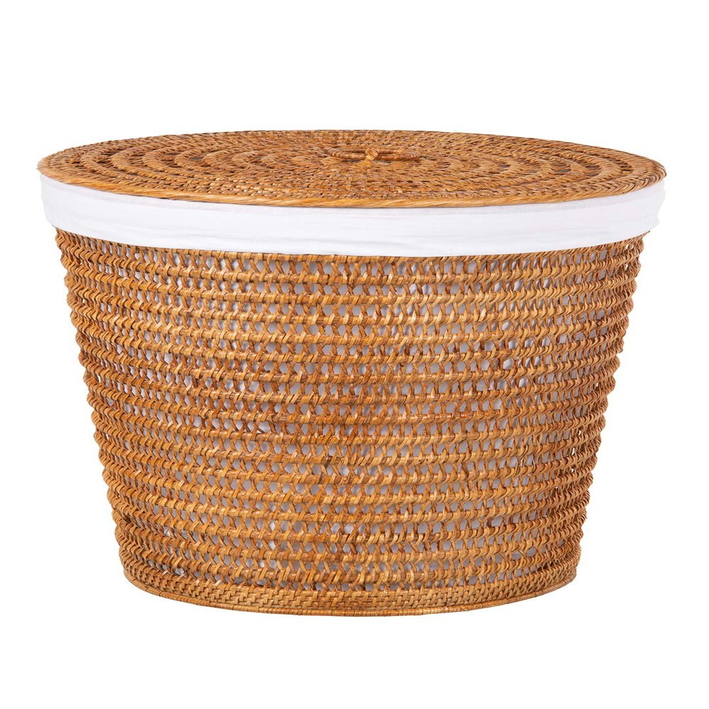 Cambria rattan laundry hamper with liner honey-brown