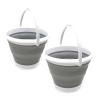 SAMMART Set of 2-10L (2.64Gallon) Collapsible Fishing Bucket - Foldable Round Tub - Portable Plastic Water Pail - Space Saving Outdoor Waterpot - Trunk Organizer (2, Grey) view 1