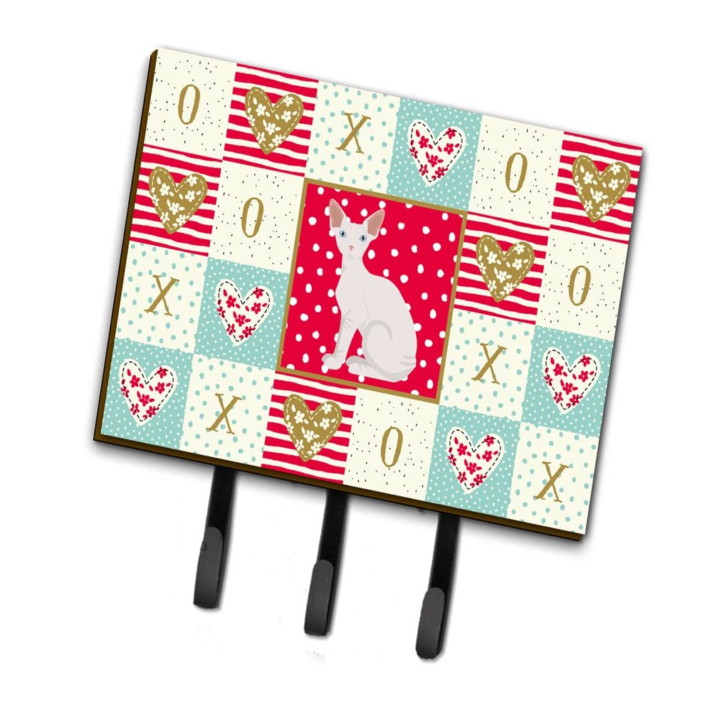 Caroline's Treasures CK5794TH68 Sphynx Cat Love Leash or Key Holder, Wall Hooks, Key Hooks Holder, Coat Rack Wall Mount, Coat Hooks, Hooks for Hanging Keys, Towels, Aprons, Leashes,