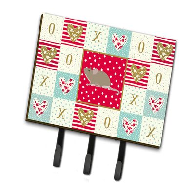 Caroline's Treasures CK5450TH68 Grey Domestic Mouse Love Leash or Key Holder, Red, Wall Hooks, Key Hooks Holder, Coat Rack Wall Mount, Coat Hooks, Hooks for Hanging Keys, Towels, Aprons, Leashes,