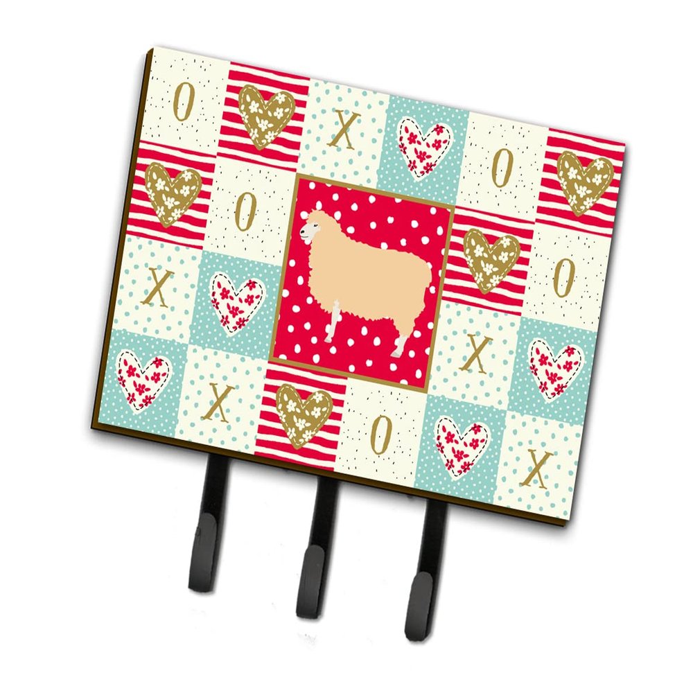 Caroline's Treasures CK5401TH68 English Leicester Longwool Sheep Love Leash or Key Holder, Red, Wall Hooks, Key Hooks Holder, Coat Rack Wall Mount, Coat Hooks, Hooks for Hanging Keys, Towels, Aprons,