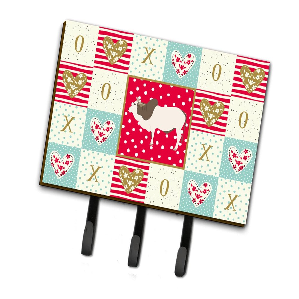 Caroline's Treasures CK5257TH68 Malvi Cow Love Leash or Key Holder, Red, Wall Hooks, Key Hooks Holder, Coat Rack Wall Mount, Coat Hooks, Hooks for Hanging Keys, Towels, Aprons, Leashes,