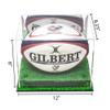Better Display Cases Acrylic Rugby Ball Display Case with Mirror, Green Risers and Turf Base (A004-GRR) view 2