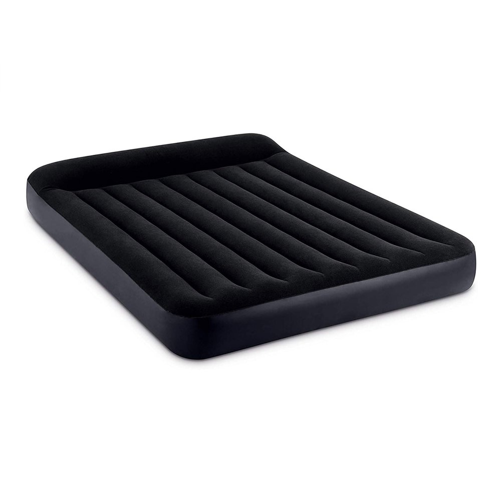 INTEX 64149ED Dura-Beam Standard Pillow Rest Air Mattress: Fiber-Tech  Queen Size  Built-in Electric Pump  10in Bed Height  600lb Weight Capacity