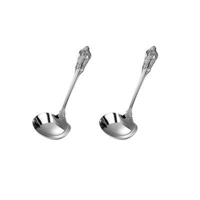 WULUN 2 Pieces 18/10 Stainless Steel Deep Soup Spoon, 6.5 Inches Long, 2.76 Inches Wide, Large Capacity for Service, Mirror Polishing, Dishwasher Safety, Silver