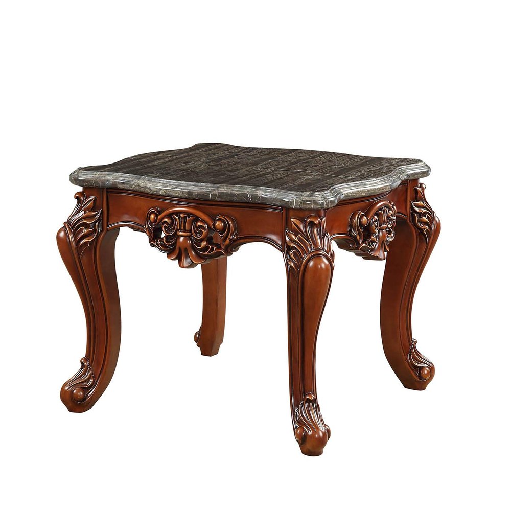 Acme End Table,Marble and Walnut