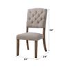 Acme Bernard Side Chair - Set of 2, Cream Linen and Weathered Oak view 3