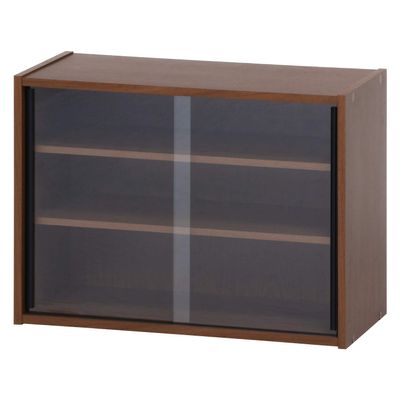 Fuji Boeki 99435 Cupboard, Kitchen Storage, Compact, Width 23.6 x Depth 11.4 x Height 17.3 inches (60 x 29 x 44 cm), Medium Brown, Glass Door, Movable Shelf, Living Alone