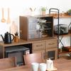 Fuji Boeki 99435 Cupboard, Kitchen Storage, Compact, Width 23.6 x Depth 11.4 x Height 17.3 inches (60 x 29 x 44 cm), Medium Brown, Glass Door, Movable Shelf, Living Alone view 2
