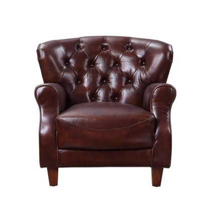 ACME Furniture Brancaster Accent Chair, Vintage Brown & Aluminum