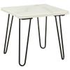 Acme Telestis 22" Square Marble Top End Table in White and Black view 1