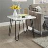 Acme Telestis 22" Square Marble Top End Table in White and Black view 2