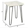 Acme Telestis 22" Square Marble Top End Table in White and Black view 3