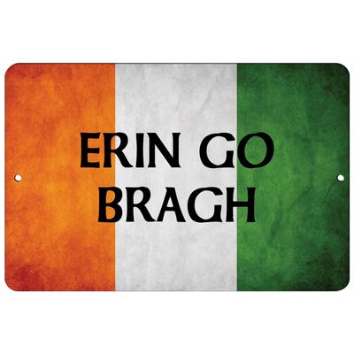 Makoroni - Erin GO Bragh Irish Ireland Flag 12x18 inc Aluminum Decorative Wall Street Sign