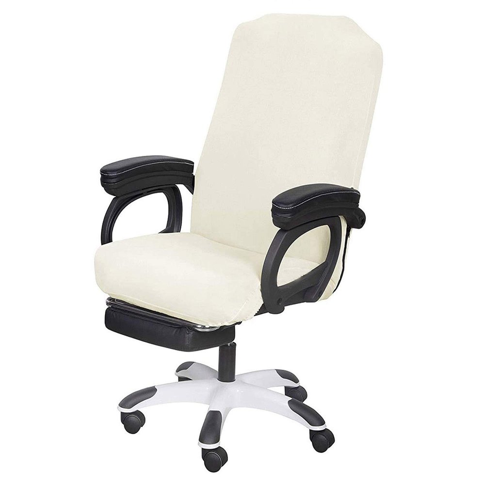 SARAFLORA Office Chair Cover- Large, Ivory- Removable Computer Chair Cover for Office Chair with Zipper for Universal Rotating Chair Desk Chair Cover High Back Chair Seat Washable Protector for Pets