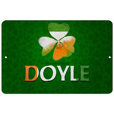 Makoroni - Doyle Irish Shamrocks Design 12x18 inc Aluminum Decorative Wall Street Sign