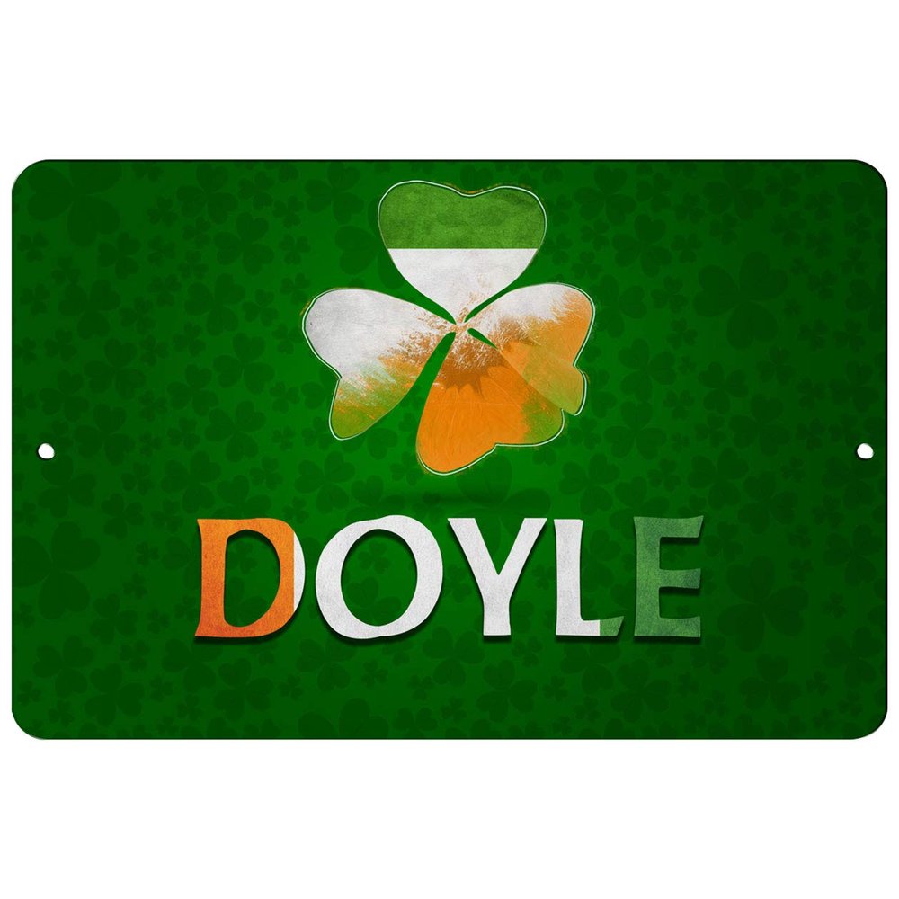 Makoroni - Doyle Irish Shamrocks Design 12x18 inc Aluminum Decorative Wall Street Sign