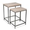 Cheung's Cordelia Set of 2 White Washed Nesting Table, 13.25" L x 18.5" W x 25.25" H, Brown and Black view 1