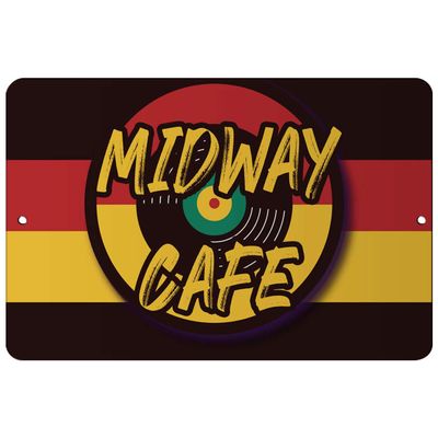 Makoroni - Midway CAF Jamaica Design Reggae 12x18 inc Aluminum Decorative Wall Street Sign