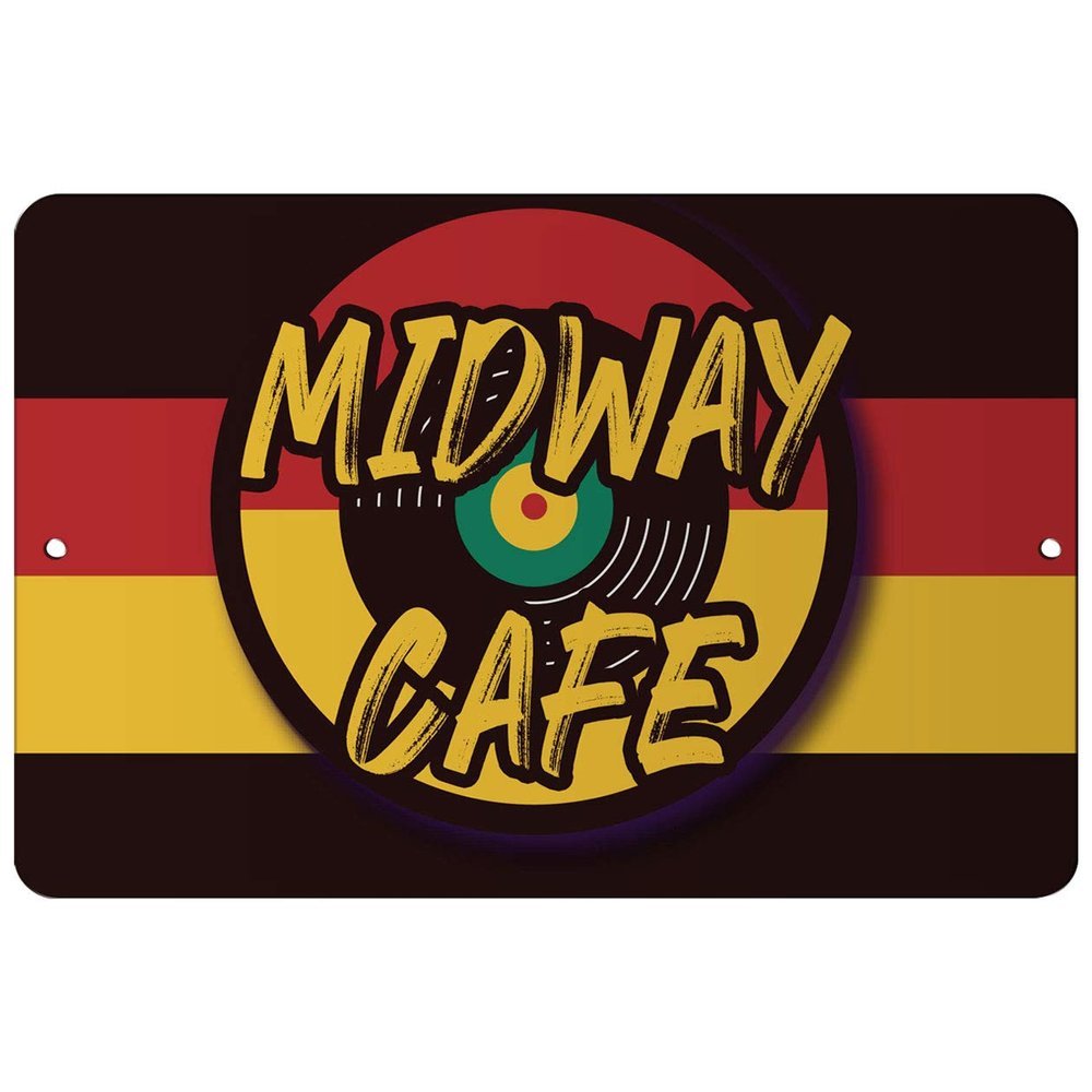 Makoroni - Midway CAF Jamaica Design Reggae 12x18 inc Aluminum Decorative Wall Street Sign