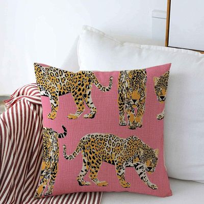 Decorative Throw Pillow Cushion Covers for Couch Pattern Different Cheetah Wild Striped Leopards Animal On Chic Animals Wildlife with Pink Textures Linen Sofa Pillows Case 16x16 Inch
