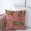 Decorative Throw Pillow Cushion Covers for Couch Pattern Different Cheetah Wild Striped Leopards Animal On Chic Animals Wildlife with Pink Textures Linen Sofa Pillows Case 16x16 Inch view 1