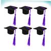 6pcs rabbit wine stoppers mini graduation cap bottle toppers doctoral hat wine toppers bottle caps covers 2020 graduation party supplies (purple) vacuum view 3