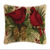 Peking Handicraft Holly Cardinals Duo Holiday Hook Pillow, 20-inch Length, Wool and Cotton view 1