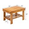 Bamboo Step Stool for Kids Children Adult, Anti-Slip Lightweight Chairs Seat with Storage Shelf/Foot Pads,Multfunctional for Bathroom,Living Room,Bedroom,Laundry Room or Garden (Wood, Large) view 2