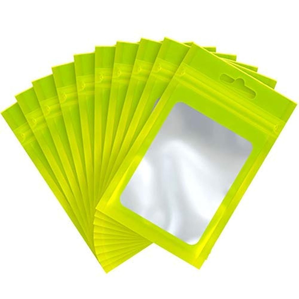 Boao 100 Pieces Resealable Foil Food Storage Bags with Clear Window Coffee Beans Candy Packaging Pouch for Food Small Business Supplies for Jewelry Self Sealed Storage Bags(4 x 6 Inch,Green)
