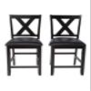 AW Furniture Set of 2 Dark Brown 24-inch Counter Height Bar Stools, Faux Leather Cushion view 1